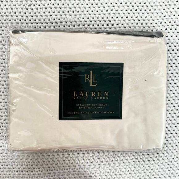 Lauren Ralph Lauren Vintage Estate Sateen Sheet Beige Sand Dune Twin Sheet Set - Picture 4 of 9